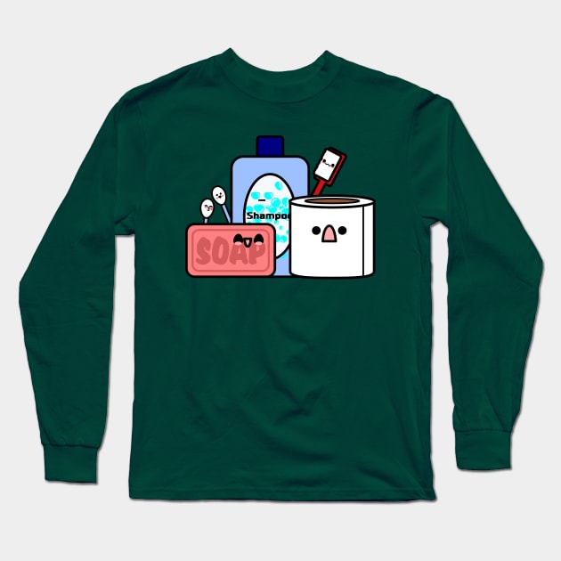 Chibi Toiletries Long Sleeve T-Shirt by Ed's Craftworks